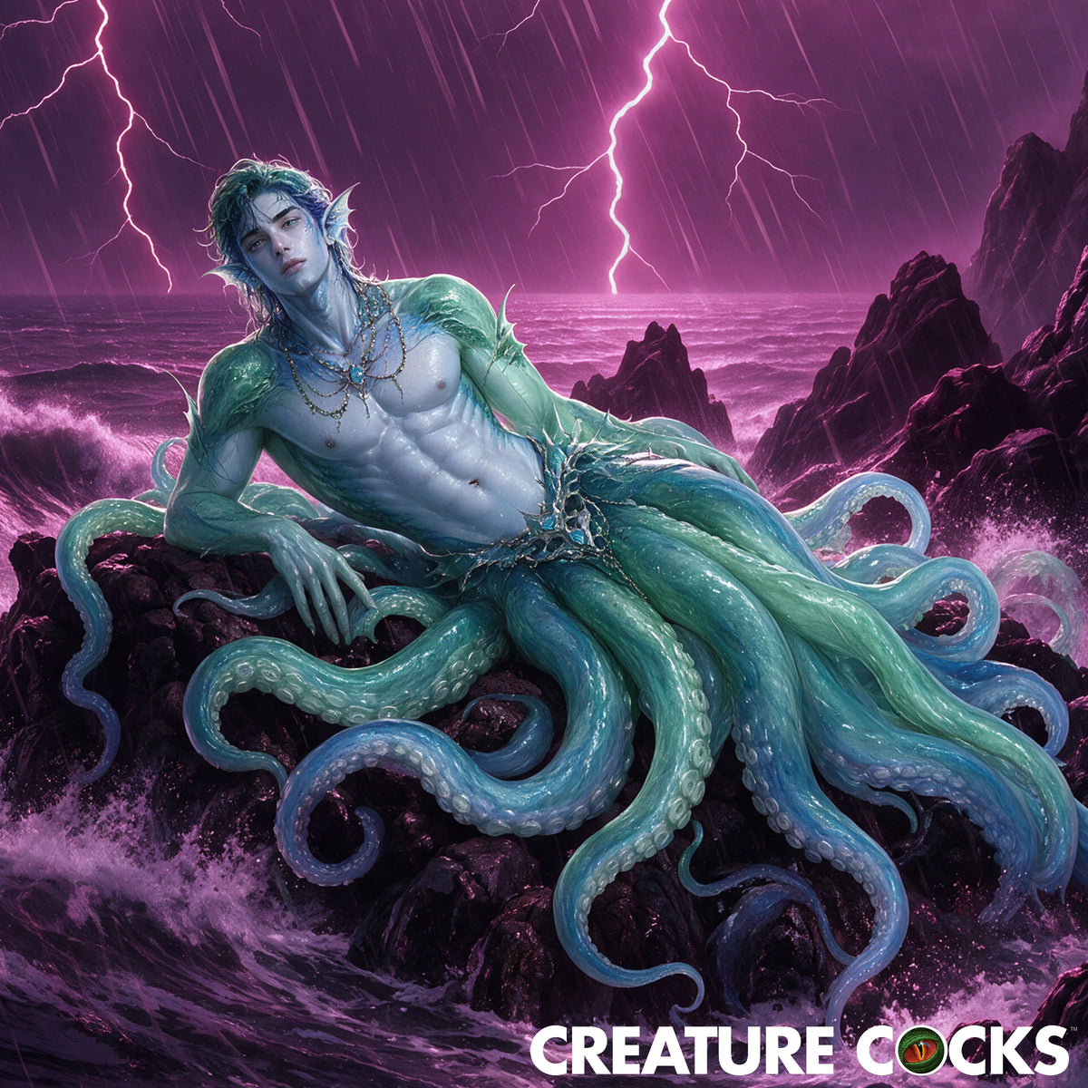 Creature Cocks Deep Squirmer Squirming Silicone Vibrator showcasing tentacle-inspired design and vibrant colors.