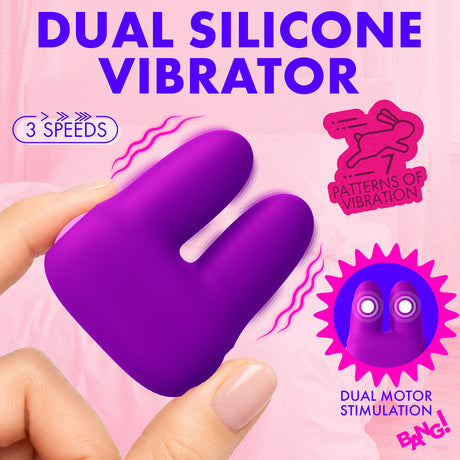 Bang Dual Silicone Clitoral Vibrator Purple featuring dual motors and 3 speeds of vibration.