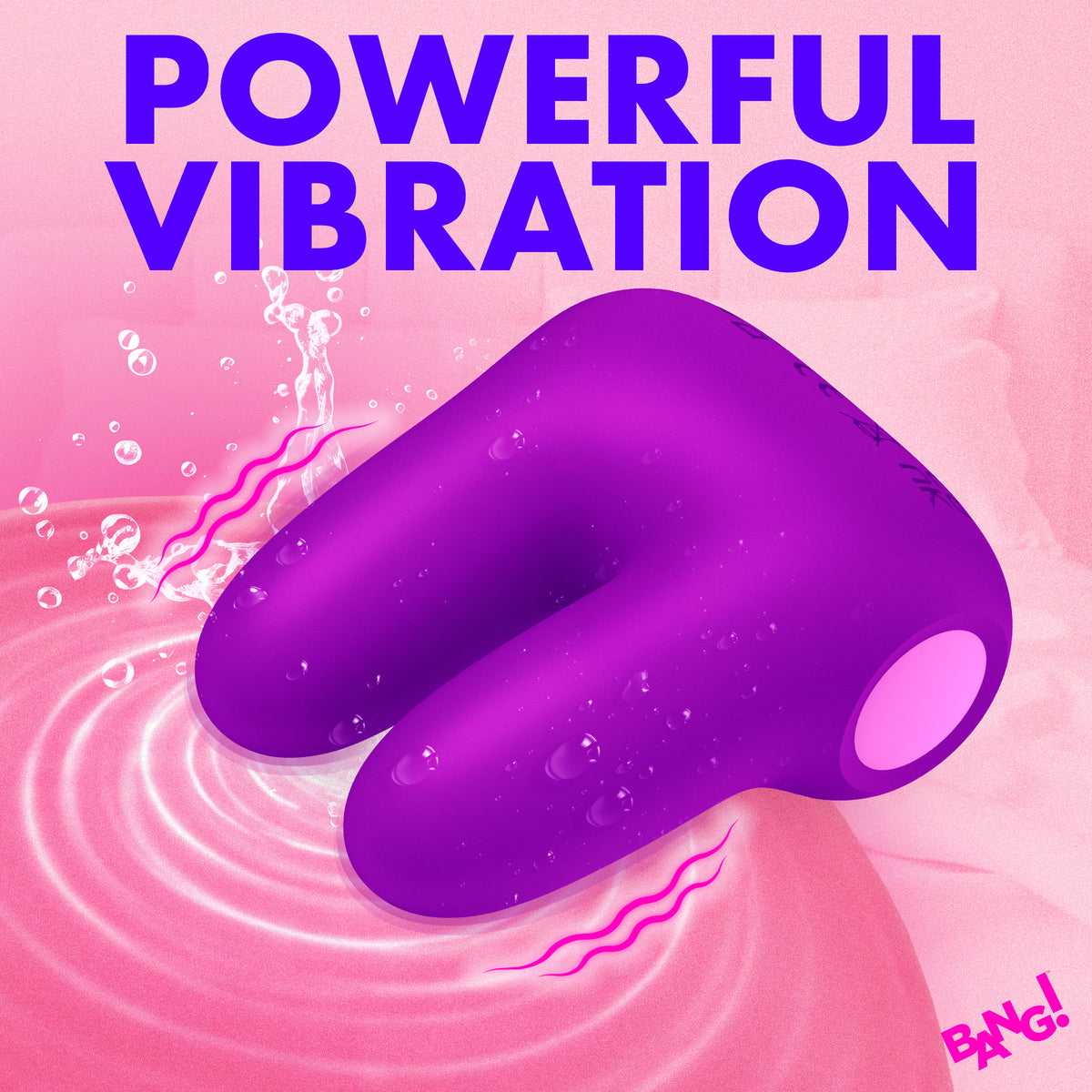Bang Dual Silicone Clitoral Vibrator Purple with powerful vibrations and water splash effects.