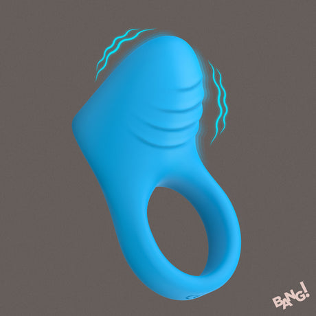 Bang Vibrating Silicone C-Ring Black in blue color, designed for enhanced pleasure with targeted vibrations.