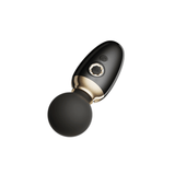ZALO's AVA black app-controlled smart wand massager with DirectPower 2.0 and heating function, dual-layer silicone head, elegant design