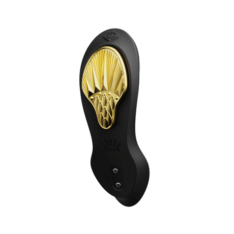 ZALO Aya Wearable Vibrator in Obsidian Black with ergonomic design and golden detailing from the Legend Series.