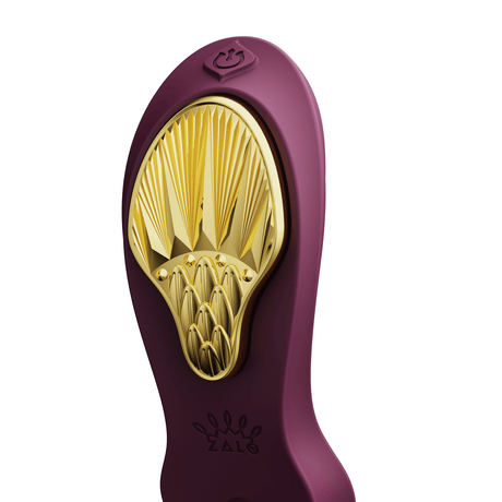 ZALO Aya Wearable Vibrator Velvet Purple with elegant gold accent