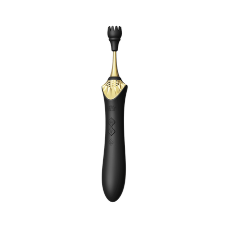 Bess 2 Clitoral Massager in Obsidian Black with added anal beads attachment and heating function for customized pleasure and targeted stimulation
