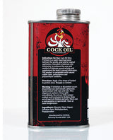 Cock Oil Water-based Lubricant Metal Can With Plastic Liner 9 Oz, product instructions and ingredients on metal can