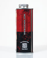 Cock Oil Water-based Lubricant Metal Can With Plastic Liner 9 Oz with a clean design and QR code for product information.