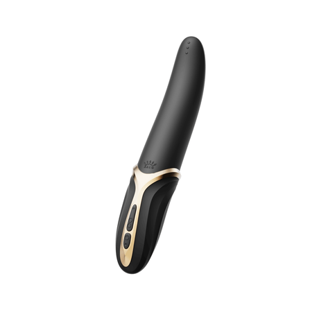 ZALO Aurora Series EVE Oral Simulator Vibrator in black with dual motors and heating function on white background