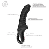 Fun Factory Tiger G-Spot Vibrator Black features a flexible silicone shaft and ribbed texture for enhanced stimulation.