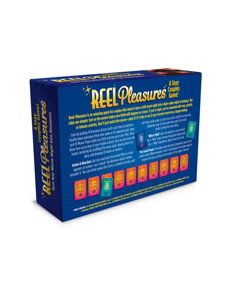 Little Genie Reel Pleasures Couples Card Game packaging showcasing romantic gameplay instructions and components.