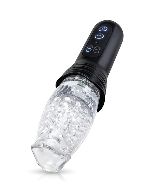 He-Vibe The Original Gluk Gluk Thrusting Masturbator with realistic mouth and textured sleeve.
