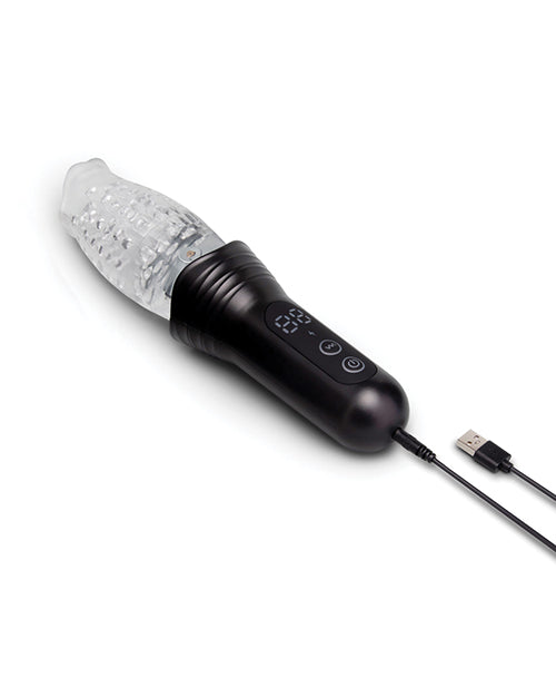 He-Vibe The Original Gluk Gluk Thrusting Masturbator with clear textured sleeve and control panel.