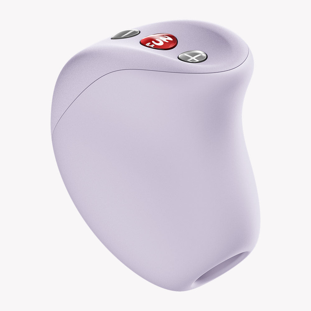 Fun Factory Mea Air Pulse Vibrator Purple side view with control buttons