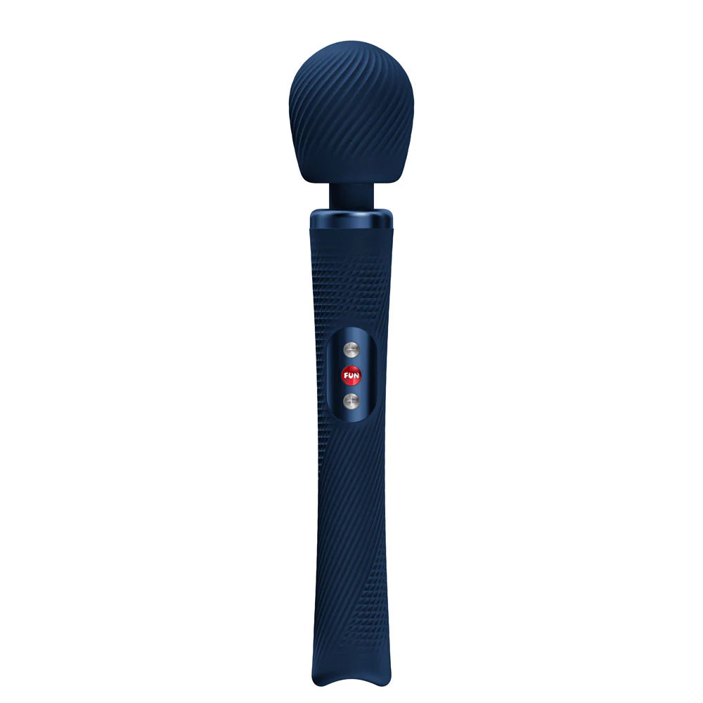 Fun Factory Vim Wand Massager Night Blue with textured grip for deep relaxation and pleasure.