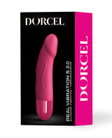Dorcel Real Vibration S 2.0 Rechargeable Vibrator 6 inch Pink packaging showing sleek design and features.