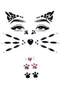 Leg Avenue Animal Rhinestone Stick-on Face Jewels featuring black and pink rhinestones for animal-themed costumes.