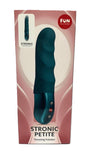 Fun Factory Stronic Petite Thrusting Pulsator Bottle Green packaging featuring ergonomic design and thrusting technology.