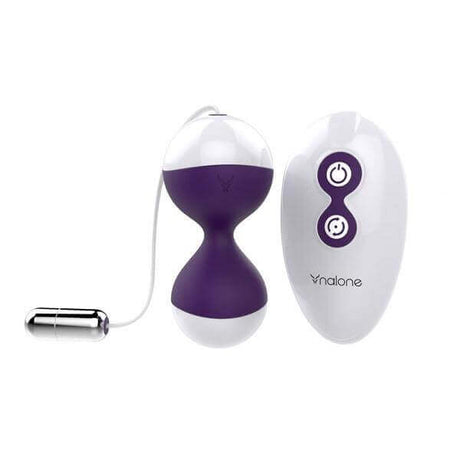 Nalone Miu Miu Purple Remote Control Vibrating Kegel Balls for pelvic toning and internal stimulation.