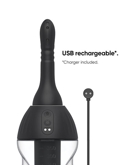 Nexus Thrusting Automatic Douche USB rechargeable with included charger for deep, targeted cleansing.