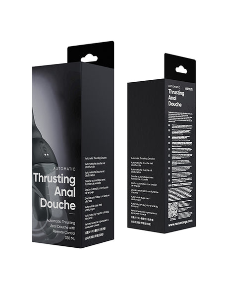 Nexus Thrusting Automatic Douche packaging showcasing design and features for anal hygiene.