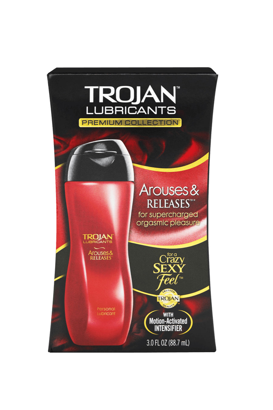 Trojan Arouses and Releases Lubricant 3 Fl Oz packaging for supercharged pleasure.