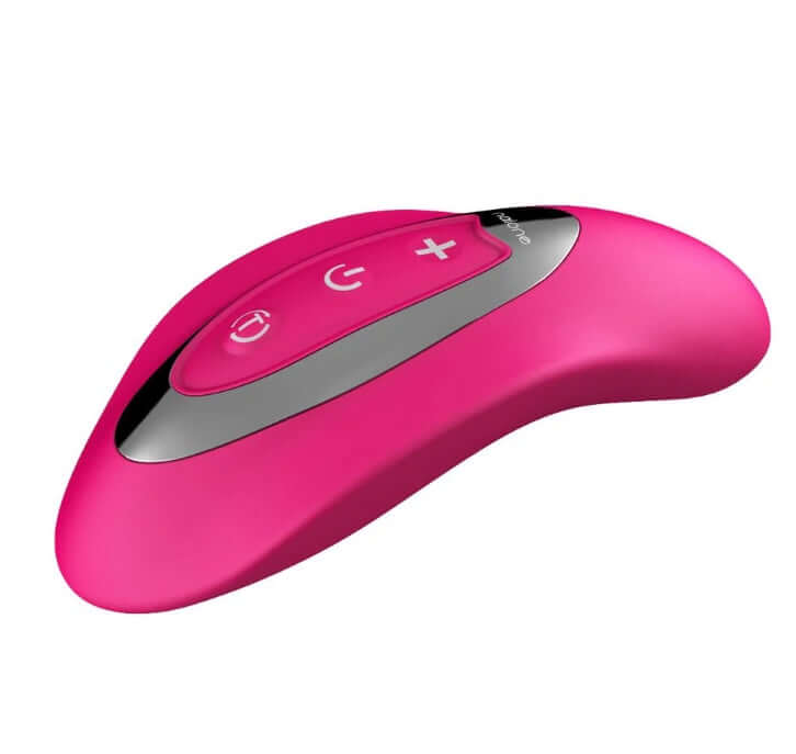 Nalone Curve Clitoral Massager in vibrant pink with ergonomic design and control buttons for targeted stimulation.