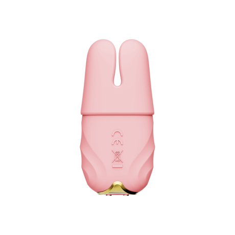 ZALO Nave Vibrating Nipple Clamps Coral Pink with EasyClamp technology featuring dual motors and sleek design inspired by goddess Nephthys.