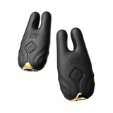 ZALO Nave Vibrating Nipple Clamps in Obsidian Black with EasyClamp technology and dual motors for powerful vibration.