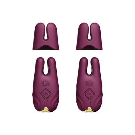 ZALO Nave Vibrating Nipple Clamps Velvet Purple with Dual Motors and EasyClamp Technology