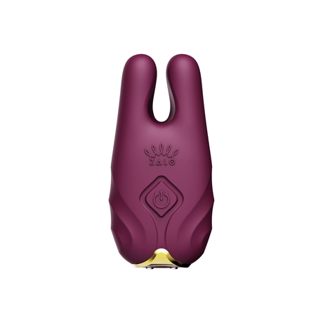 ZALO Nave Vibrating Nipple Clamps Velvet Purple product front view with EasyClamp technology and dual motors