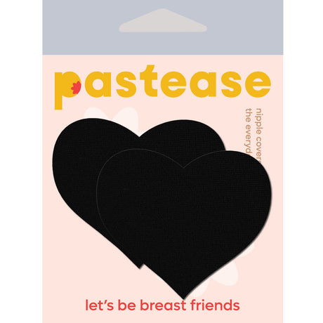 Pastease Sweety Heart Nipple Pasties Black in packaging, showcasing heart-shaped black fabric nipple covers.