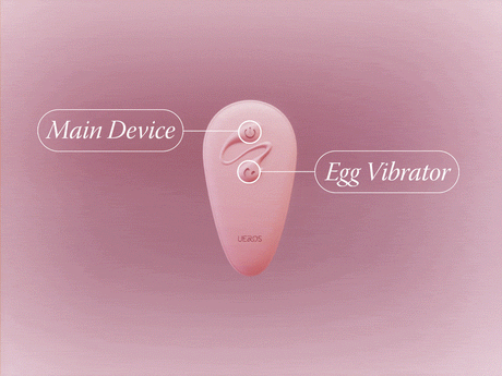 Wearable Panty Vibrator with Egg Vibe by Ueros showing main device and egg vibrator controls.