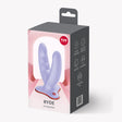 Fun Factory Ryde Grinding Dildo Purple packaging showcasing its dual shafts and suction cup design.