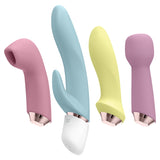 Satisfyer Marvelous Four Interchangeable Vibrator Set with colorful interchangeable heads for enhanced pleasure.