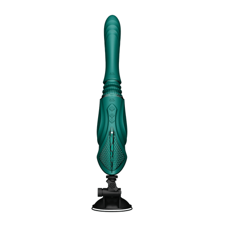 ZALO Sesh Compact Sex Machine in Turquoise Green with PowerThrust technology and telescopic range for a deeply satisfying experience.