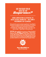 SuperSlyde Over The Top Silicone Lubricant 13.56 Oz packaging with information about lubrication benefits.