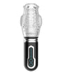 Thrusting Rotating & Vibrating Oral Sex Masturbator Black with clear textured sleeve and control panel