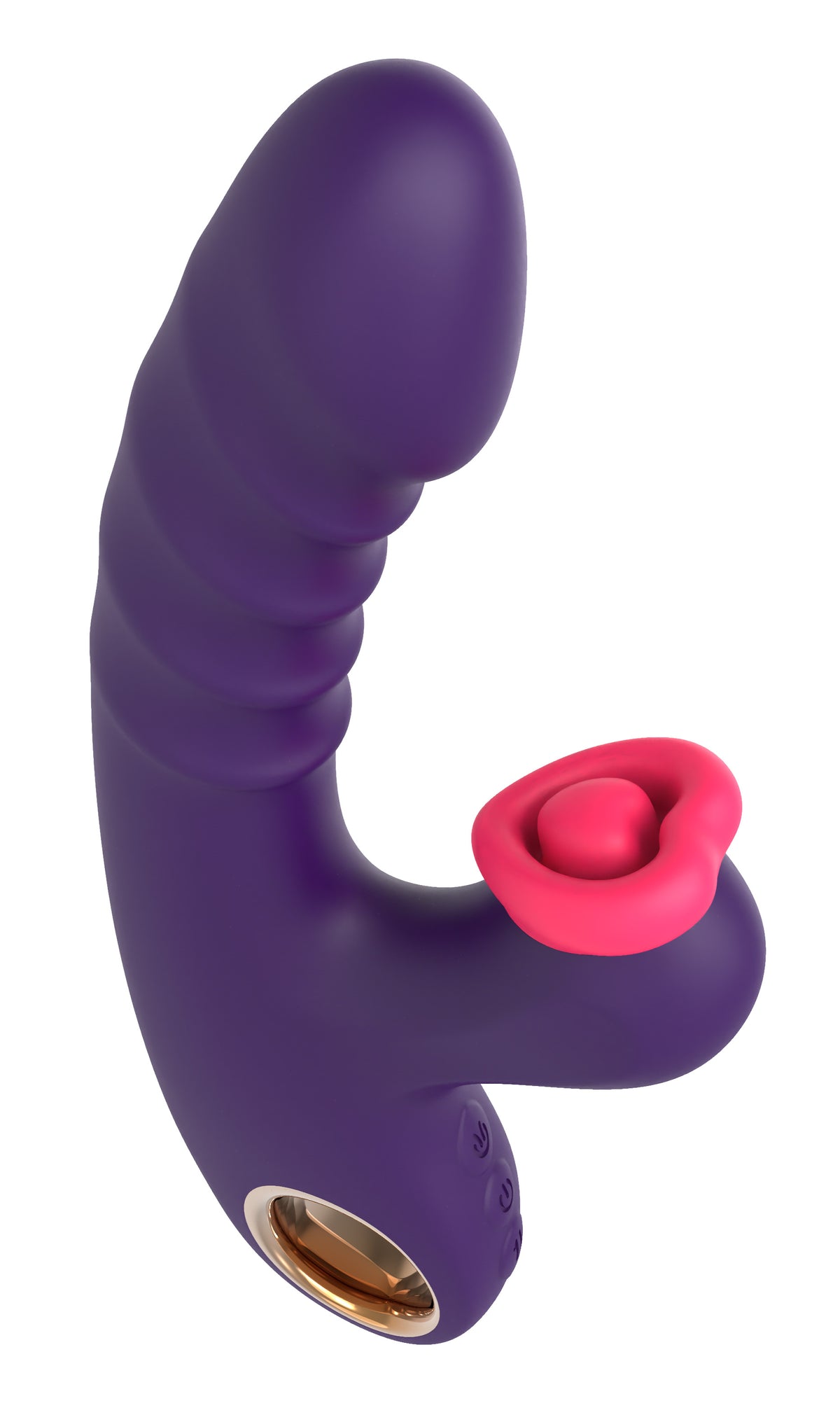 Sweet Heart Thrusting G-Spot Tapping Vibrator Purple with curved design for clitoral and G-spot stimulation.