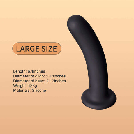 UPKO large size silicone dildo with dimensions 6.1 inches length, 1.18 inches diameter, 2.12 inches base diameter, and weight 138g