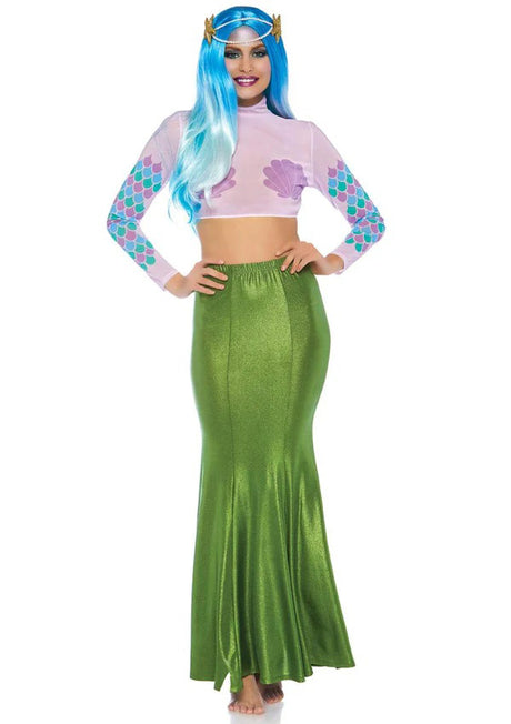 Leg Avenue Shimmer Mermaid Costume Maxi Skirt Green
