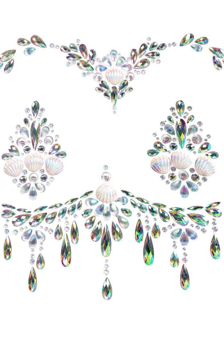 Leg Avenue Siren Adhesive Body Jewels Sticker Clear design featuring sparkling rhinestones and gems.