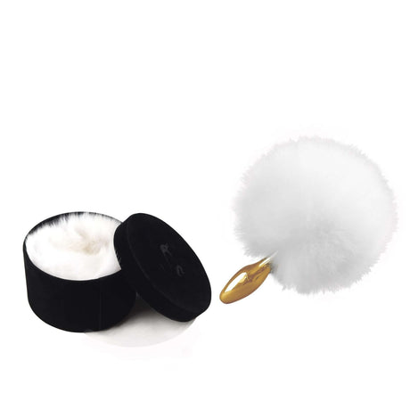 UPKO White Fox Fur Bunny Tail Small Butt Plug by UPKO at $49.99