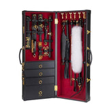 UPKO Luxury BDSM 15-piece Sade Trunk Kit showcasing high-quality SM tools in a stylish black and red carbon fiber trunk.