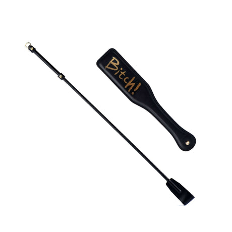 High-quality BDSM paddle and whip set, designed for optimal performance in a luxury SM experience.