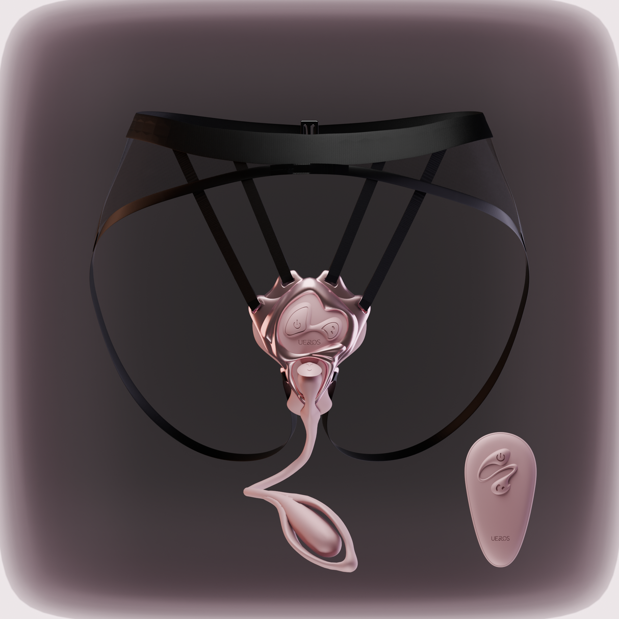 Wearable Panty Vibrator with Egg Vibe by Ueros displayed on black lingerie with elegant design.