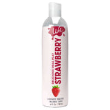 Wet Delicious Oral Play Strawberry Waterbased Lubricant 4 Oz bottle with strawberry design for intimate enjoyment.