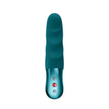 Fun Factory Stronic Petite Thrusting Pulsator Bottle Green showcasing its ergonomic design and thrusting modes.