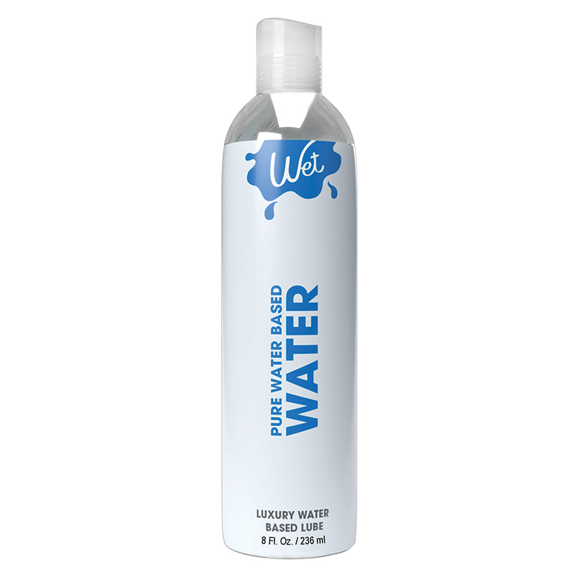 Wet Water Luxury Waterbased Lubricant 8 Oz bottle showcasing pure water-based formula in an 8 oz container.