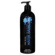 Wet Original Water Based Gel Lubricant 16 Oz bottle with pump, featuring a black design and blue text for luxury lubrication.