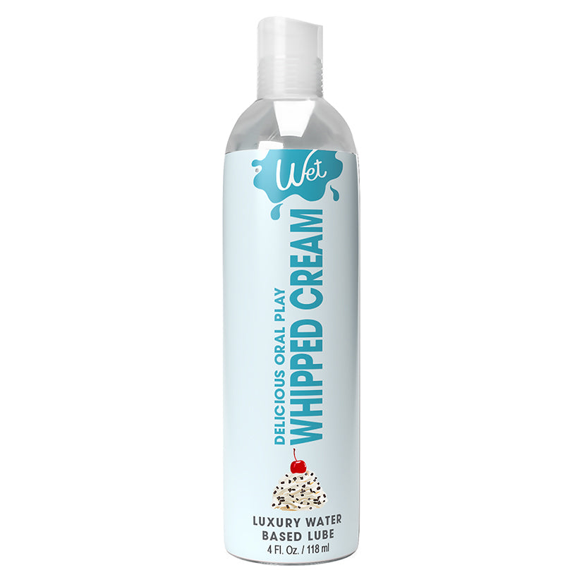 Wet Delicious Oral Play Whipped Cream Waterbased Lubricant 4 Oz bottle with whipped cream design.