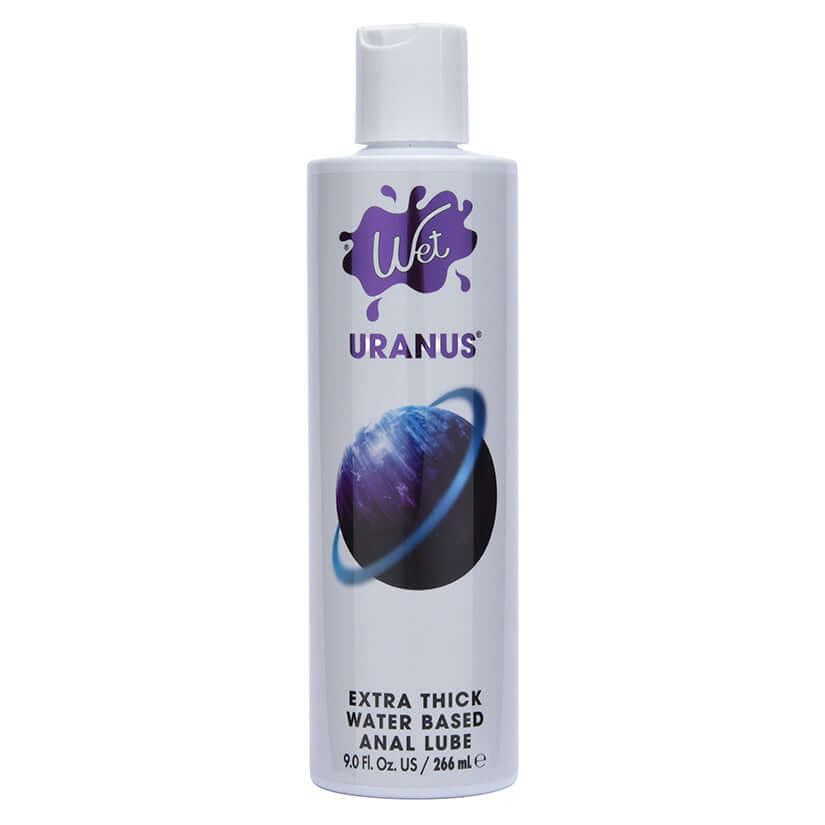 Wet Uranus Anal Extra Thick Water-Based Lubricant 9 Oz bottle displaying thick texture and brand logo.